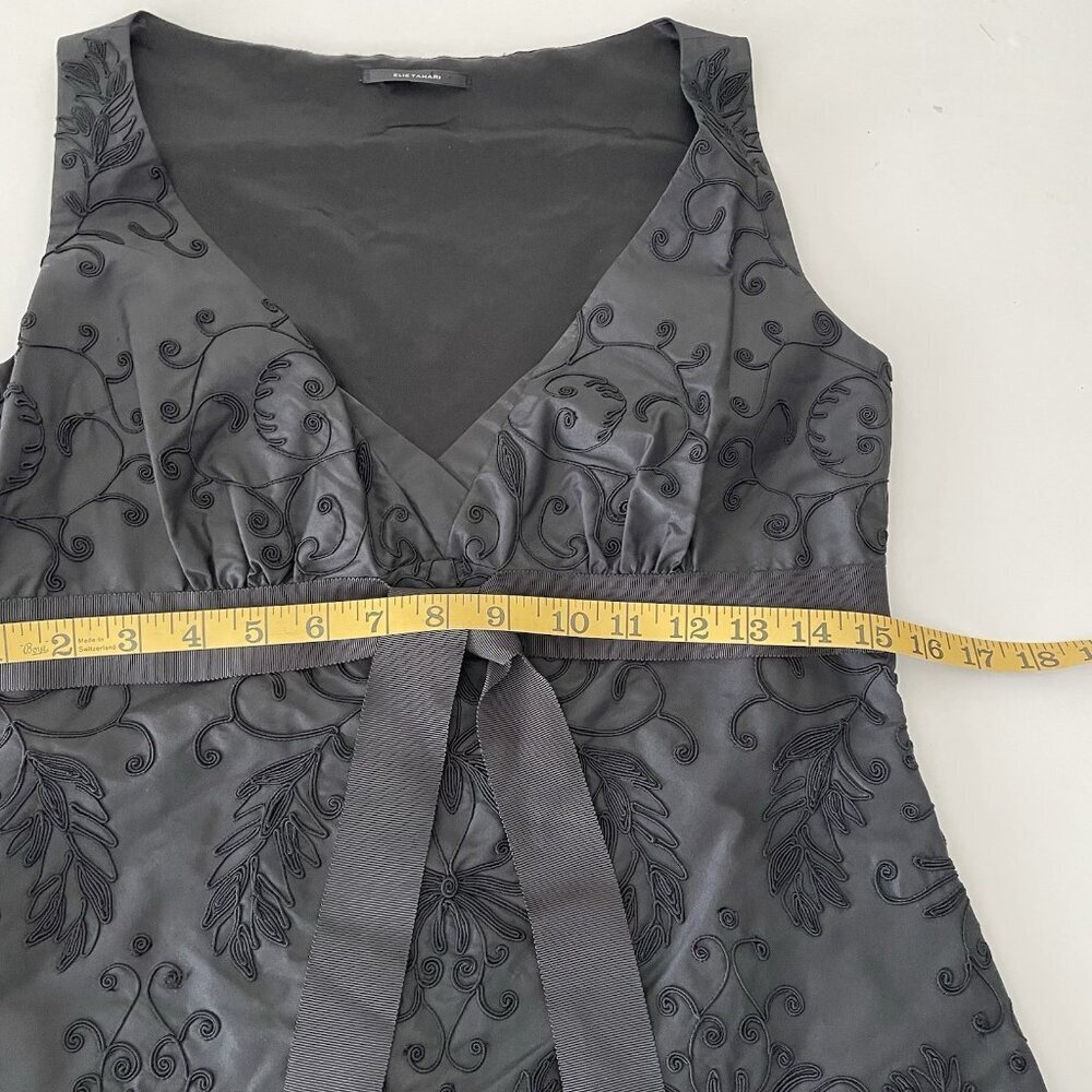 ELIE TAHARI Black 100% Silk MIRI Cocktail Dress Bubble Hem Soutache Detail Small - Picture 9 of 10
